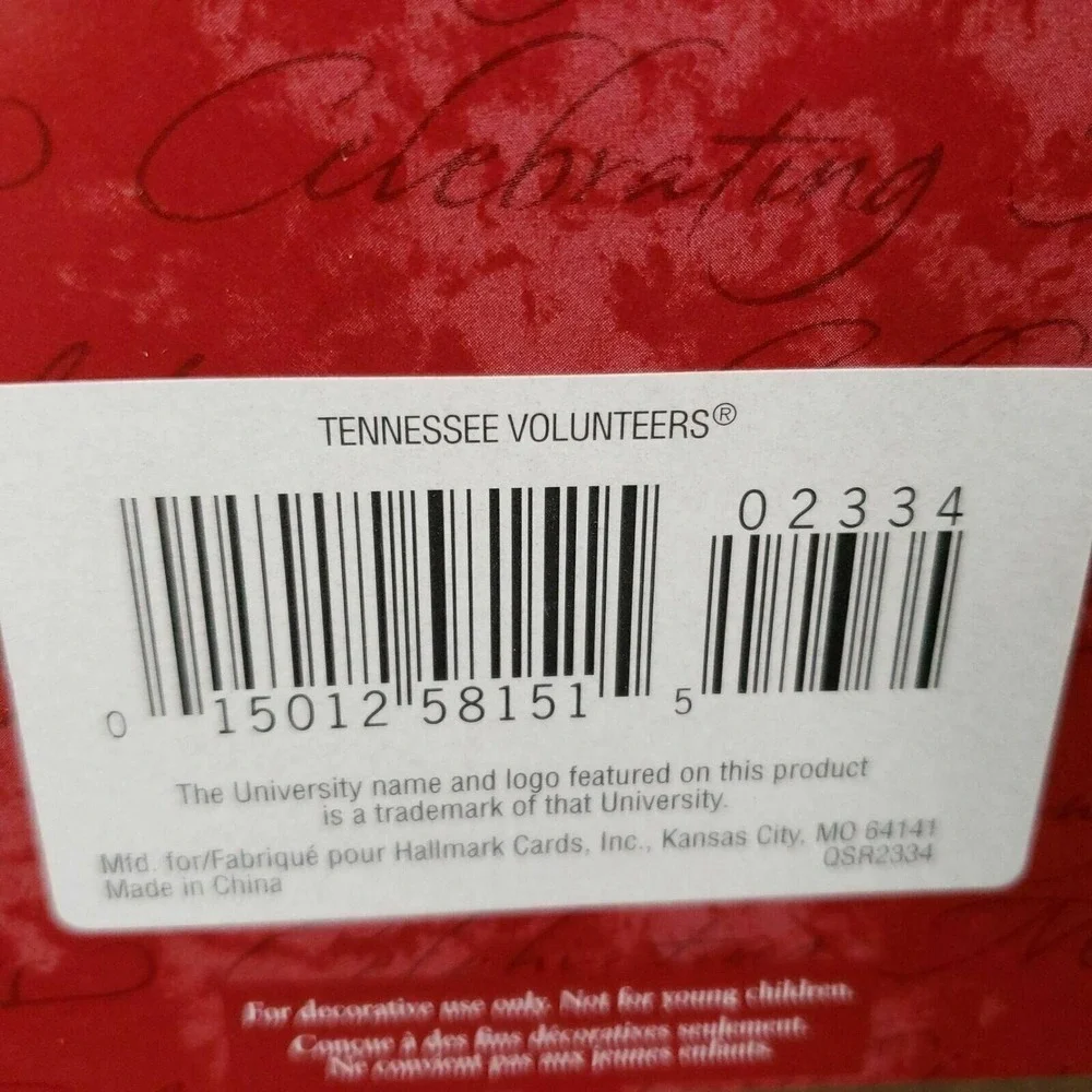 Hallmark Tennessee Volunteers Vols Football Ornament College Collection 2000 Vtg